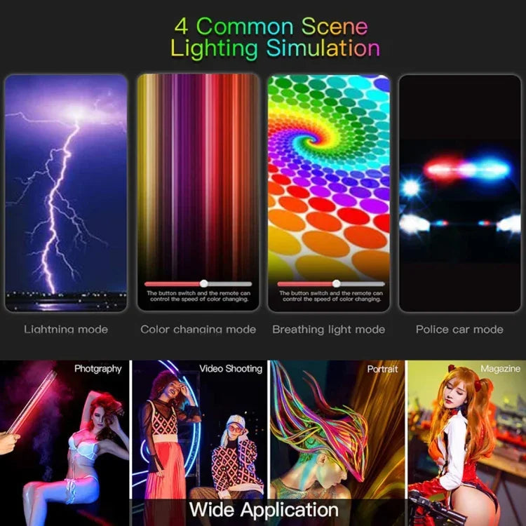 LUXCeO P7RGB Pro Bâton lumineux LED coloré pour photos et vidéos, contrôle par application, température de couleur réglable, étanche, lampe d'appoint LED portable avec télécommande, P7RGB Pro
