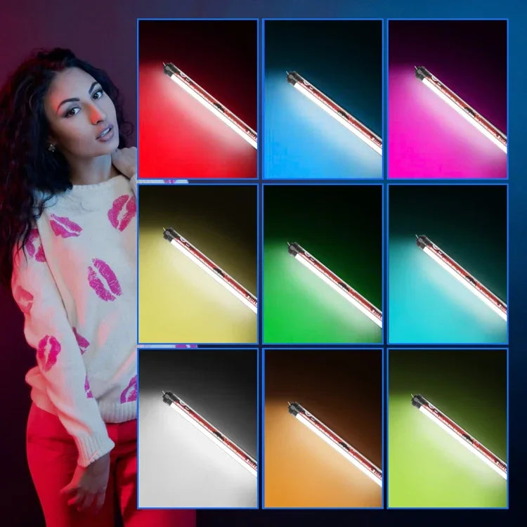 LUXCeO P7RGB Pro Bâton lumineux LED coloré pour photos et vidéos, contrôle par application, température de couleur réglable, étanche, lampe d'appoint LED portable avec télécommande, P7RGB Pro