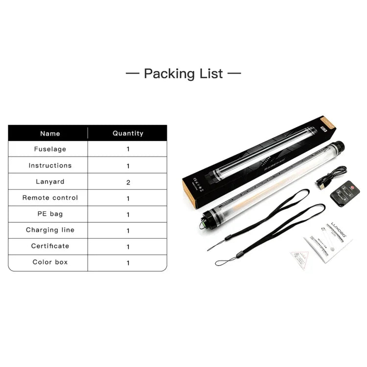 LUXCeO P7 Bâton lumineux LED étanche à double température de couleur pour photos et vidéos, avec télécommande, P7