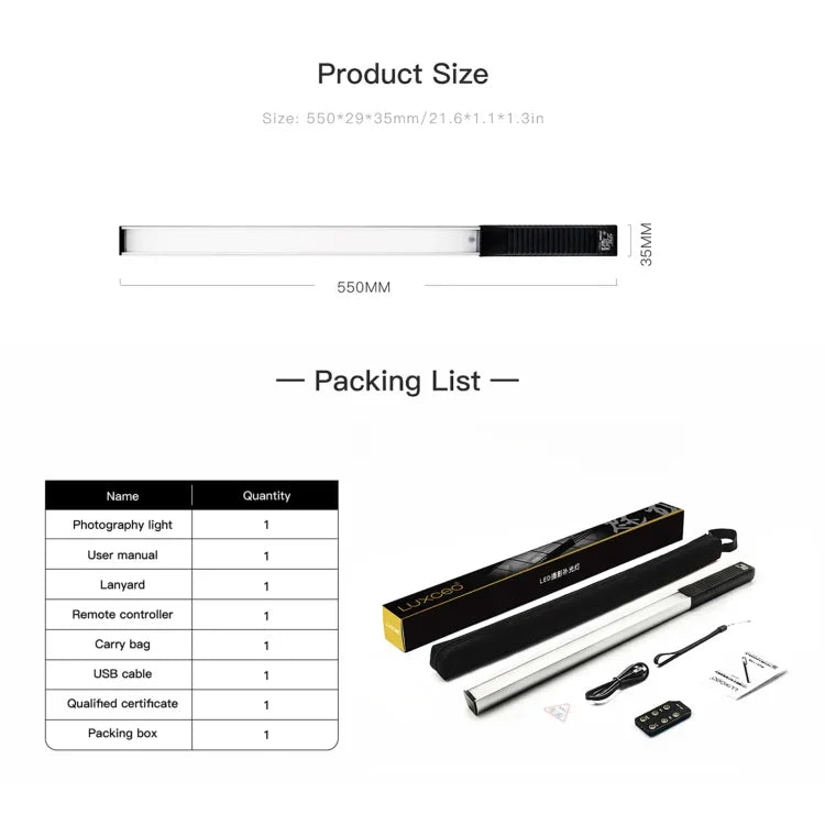 LUXCeO Q508S Lampe torche LED portable à double température de couleur 1000 lm pour photos et vidéos, Q508S