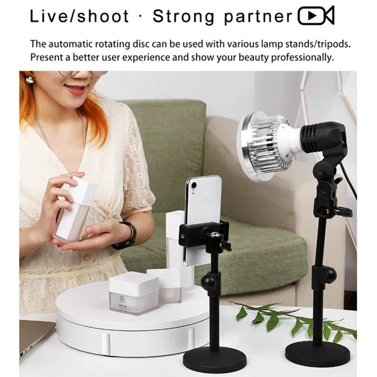 Plateau tournant électrique de 30 cm avec support d'affichage, accessoire de prise de vue vidéo et photographique, charge maximale : 100 kg, prise américaine, 30 cm.