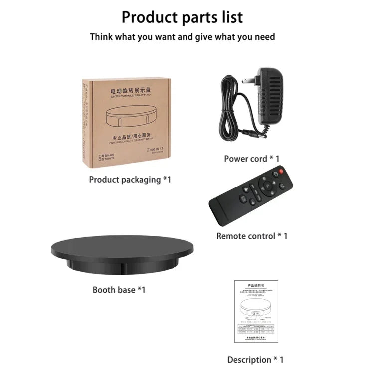 Plateau tournant électrique de 60 cm pour présentoirs, charge maximale : 100 kg, alimentation secteur, prise américaine, 60 cm, prise américaine