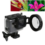 Objectif macro professionnel 58 mm x16 pour caméra d'action GoPro HERO5 Sport, filtre macro, base d'objectif, bague d'adaptation, capuchon de protection, dragonne anti-perte et chiffon de nettoyage inclus.