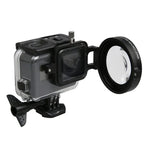 Objectif macro professionnel 58 mm x16 pour caméra d'action GoPro HERO5 Sport, filtre macro, base d'objectif, bague d'adaptation, capuchon de protection, dragonne anti-perte et chiffon de nettoyage inclus.