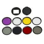Filtres d'objectif professionnels 52 mm pour caméra d'action sportive GoPro HERO5 (CPL + UV + ND8 + ND2 + Star 8 + Rouge + Jaune + FLD/Violet) et bague d'adaptation pour boîtier étanche, 10 en 1