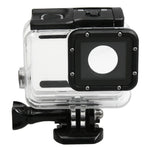 Boîtier de protection étanche 30 m en PC et ABS pour GoPro HERO5 + coque arrière tactile avec fixation basique à boucle et vis longue, dimensions de la coque arrière : 7 x 6 cm.