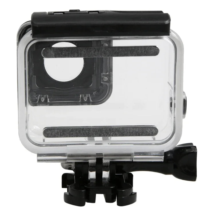 Boîtier de protection étanche 30 m en PC et ABS pour GoPro HERO5 + coque arrière tactile avec fixation basique à boucle et vis longue, dimensions de la coque arrière : 7 x 6 cm.