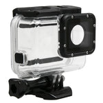 Boîtier de protection étanche 30 m en PC et ABS pour GoPro HERO5 + coque arrière tactile avec fixation basique à boucle et vis longue, dimensions de la coque arrière : 7 x 6 cm.