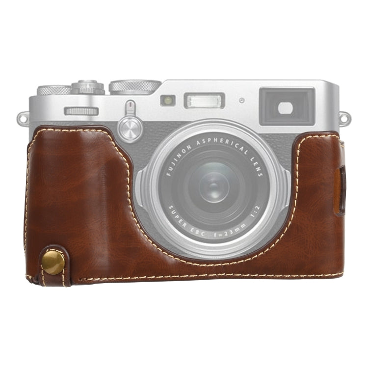 Étui demi-dos en cuir PU avec filetage 1/4 pouce pour appareil photo FUJIFILM X100V