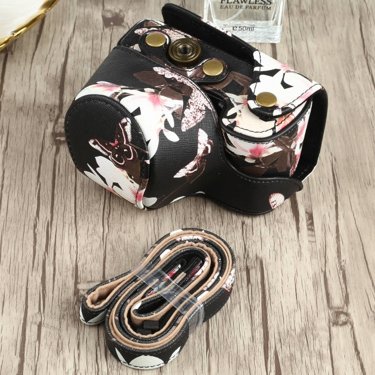 Étui pour appareil photo Sony A6000 / A6300 / A6400 / Nex 6 en cuir PU à motif floral