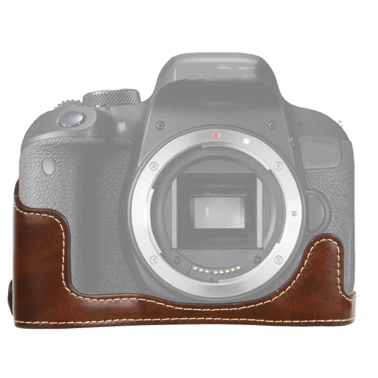 Base d'étui demi-dos en cuir PU avec filetage 1/4 pouce pour Canon EOS 77D / 800D, Pour Canon EOS 77D, Pour Canon EOS 77D