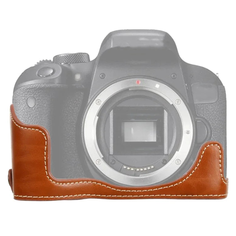 Base d'étui demi-dos en cuir PU avec filetage 1/4 pouce pour Canon EOS 77D / 800D, Pour Canon EOS 77D, Pour Canon EOS 77D