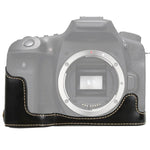 Étui demi-dos en cuir PU avec filetage 1/4 pouce pour Canon EOS 90D