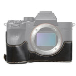 Étui demi-boîtier en cuir PU avec filetage 1/4 pouce pour appareil photo Sony ILCE-7RM4 / A7RM4 / A7R IV, pour Sony ILCE-7RM4