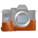 Étui demi-boîtier en cuir PU avec filetage 1/4 pouce pour appareil photo Sony ILCE-7RM4 / A7RM4 / A7R IV, pour Sony ILCE-7RM4