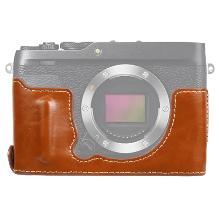 Étui demi-boîtier en cuir PU avec filetage 1/4 pouce pour appareil photo FUJIFILM XE4