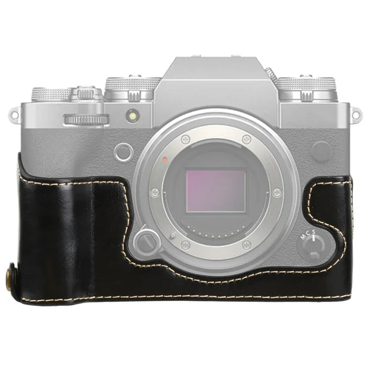 Étui demi-boîtier en cuir PU avec filetage 1/4 pouce pour FUJIFILM X-T4