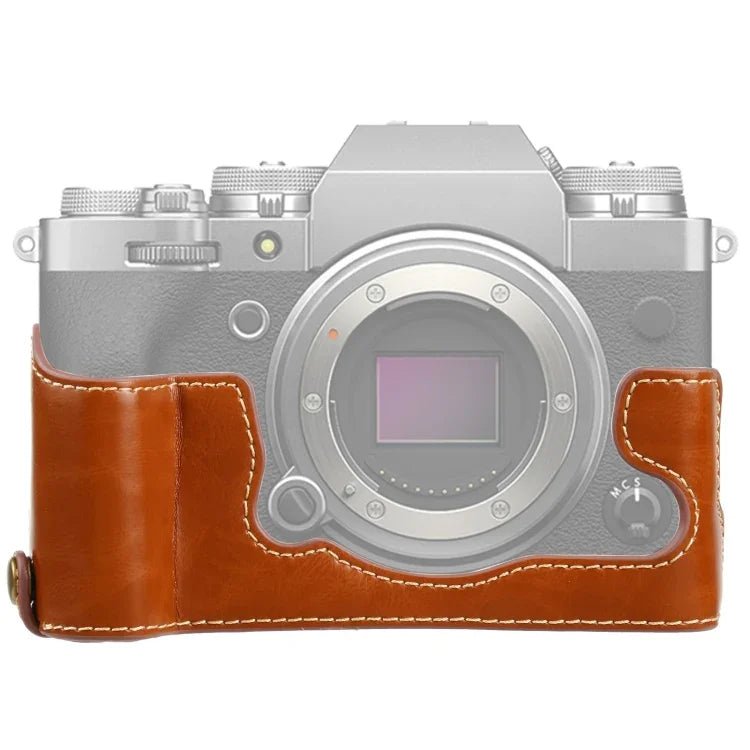 Étui demi-boîtier en cuir PU avec filetage 1/4 pouce pour FUJIFILM X-T4
