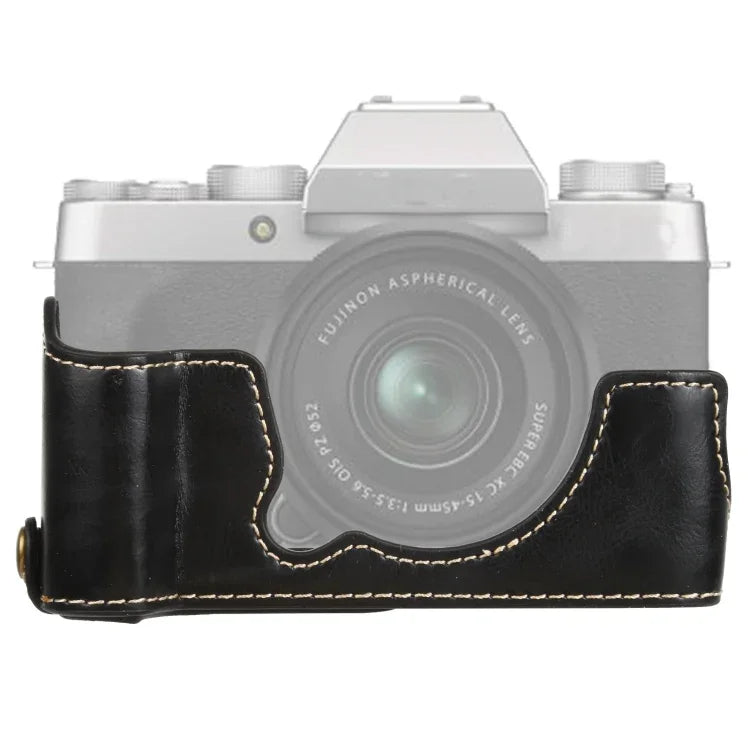 Étui demi-dos en cuir PU avec filetage 1/4 pouce pour appareil photo FUJIFILM XT200
