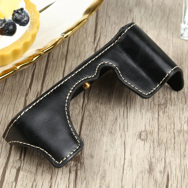 Étui demi-dos en cuir PU avec filetage 1/4 pouce pour appareil photo FUJIFILM XT200
