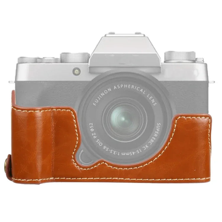 Étui demi-dos en cuir PU avec filetage 1/4 pouce pour appareil photo FUJIFILM XT200