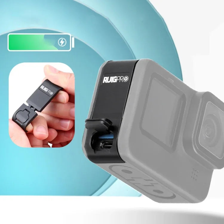 Cache latéral de batterie en alliage d'aluminium RUIGPRO pour GoPro HERO10 Black / HERO9 Black, cache latéral en alliage d'aluminium