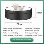 Plateau tournant électrique de 12 cm avec miroir rotatif à 360°, support d'affichage, accessoire de prise de vue vidéo, charge maximale : 3 kg, miroir noir de 12 cm, miroir blanc de 12 cm.