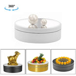 Plateau tournant électrique de 12 cm avec miroir rotatif à 360°, support d'affichage, accessoire de prise de vue vidéo, charge maximale : 3 kg, miroir noir de 12 cm, miroir blanc de 12 cm.