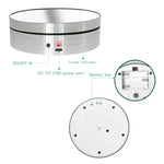 Plateau tournant électrique de 12 cm avec miroir rotatif à 360°, support d'affichage, accessoire de prise de vue vidéo, charge maximale : 3 kg, miroir noir de 12 cm, miroir blanc de 12 cm.