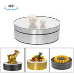 Plateau tournant électrique de 12 cm avec miroir rotatif à 360°, support d'affichage, accessoire de prise de vue vidéo, charge maximale : 3 kg, paillettes dorées et argentées.
