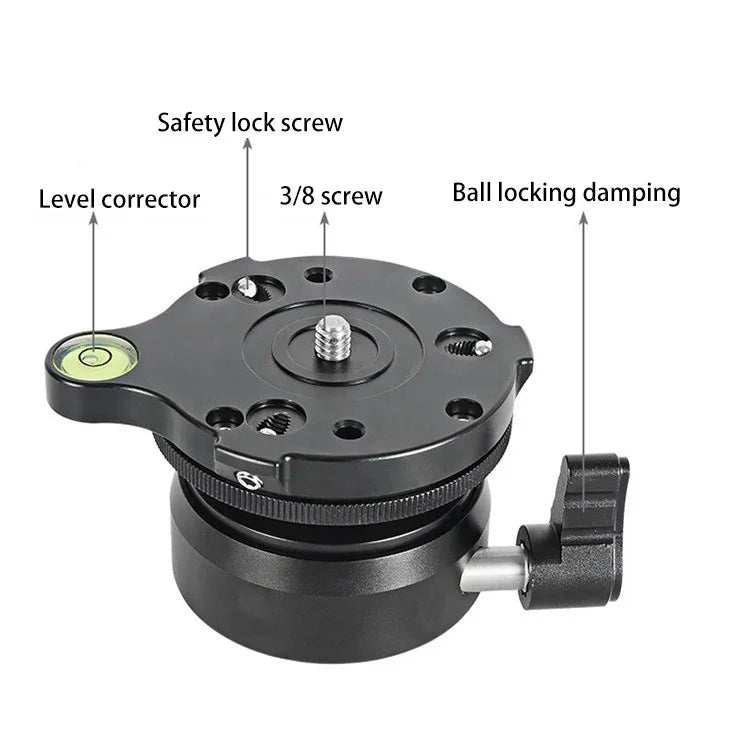 BEXIN DY-60N Base de trépied professionnelle à dôme avec niveau à bulle et adaptateur à vis 3/8 pouce, filetage 3/8 pouce