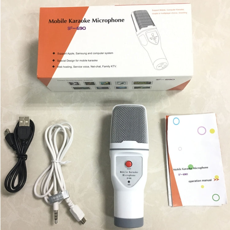 Microphone à condensateur d'enregistrement karaoké pour téléphone mobile SF-690, microphone professionnel pour chat en direct karaoké