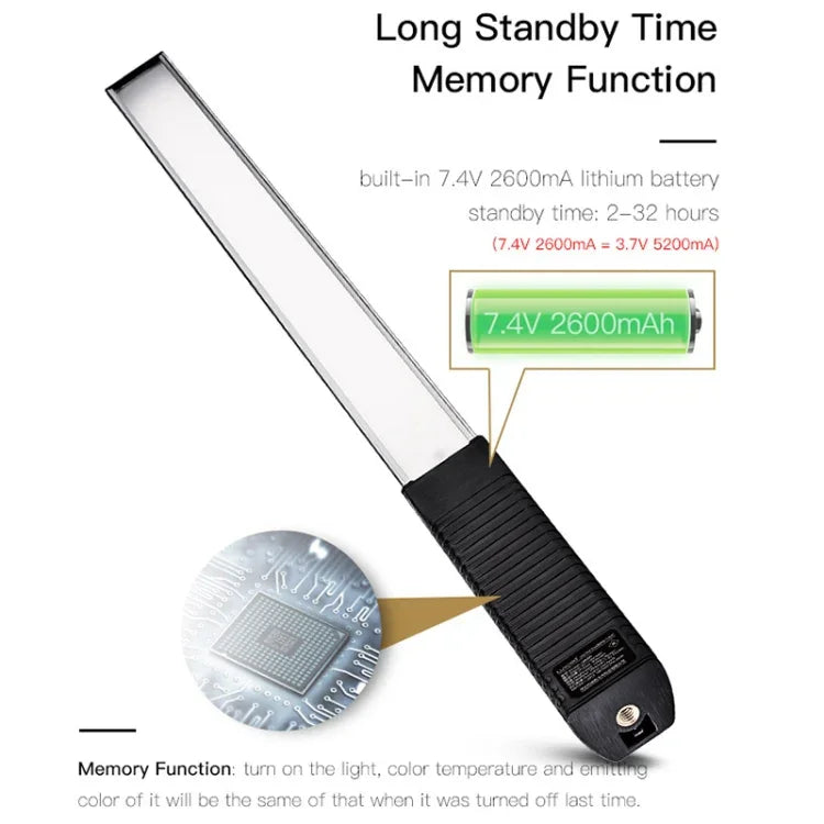 LUXCeO Q508A Lampe LED portable étanche pour photos et vidéos, 8 couleurs, avec télécommande.