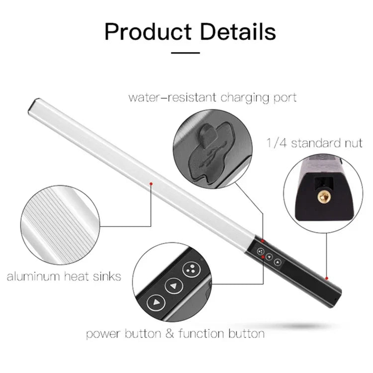LUXCeO Q508A Lampe LED portable étanche pour photos et vidéos, 8 couleurs, avec télécommande.