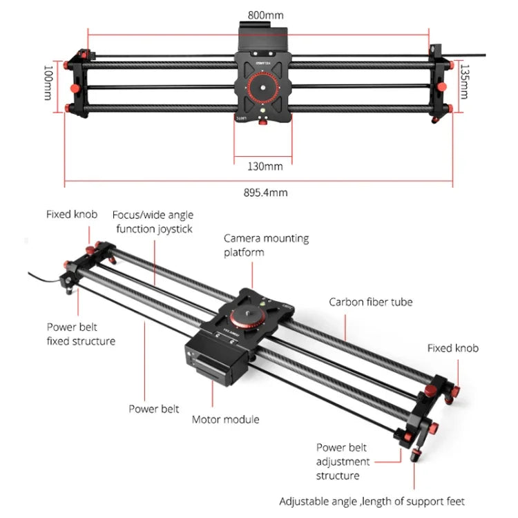 Rail de guidage électrique YELANGU L80TC 80 cm avec télécommande 2,4 GHz pour appareils photo reflex/caméras vidéo, L80TC 80 cm