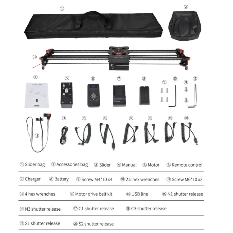 Rail de guidage électrique YELANGU L80TC 80 cm avec télécommande 2,4 GHz pour appareils photo reflex/caméras vidéo, L80TC 80 cm
