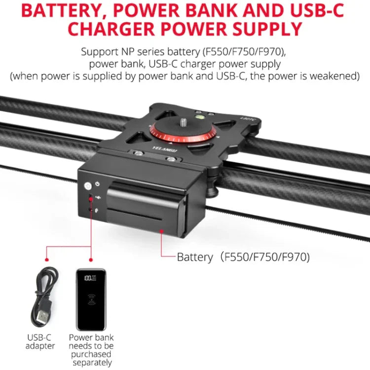 Rail de guidage électrique YELANGU L80TC 80 cm avec télécommande 2,4 GHz pour appareils photo reflex/caméras vidéo, L80TC 80 cm