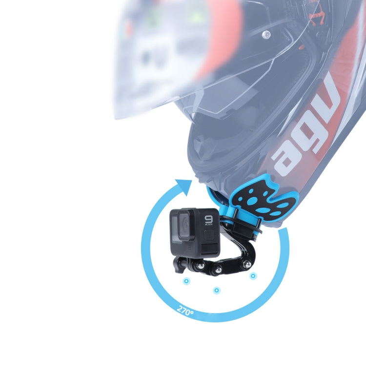 Adaptateur de fixation papillon pour casque avec bras pivotant à 3 axes, boucle en J et vis longue pour GoPro, Insta360, DJI et autres caméras d'action.
