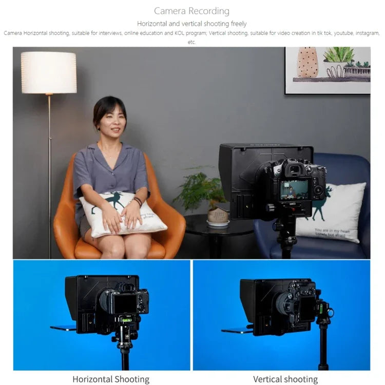 Téléprompteur pliable portable FEELWORLD TP10 de 10 pouces avec télécommande et bague d'adaptation d'objectif pour smartphones/tablettes de moins de 10 pouces, TP10