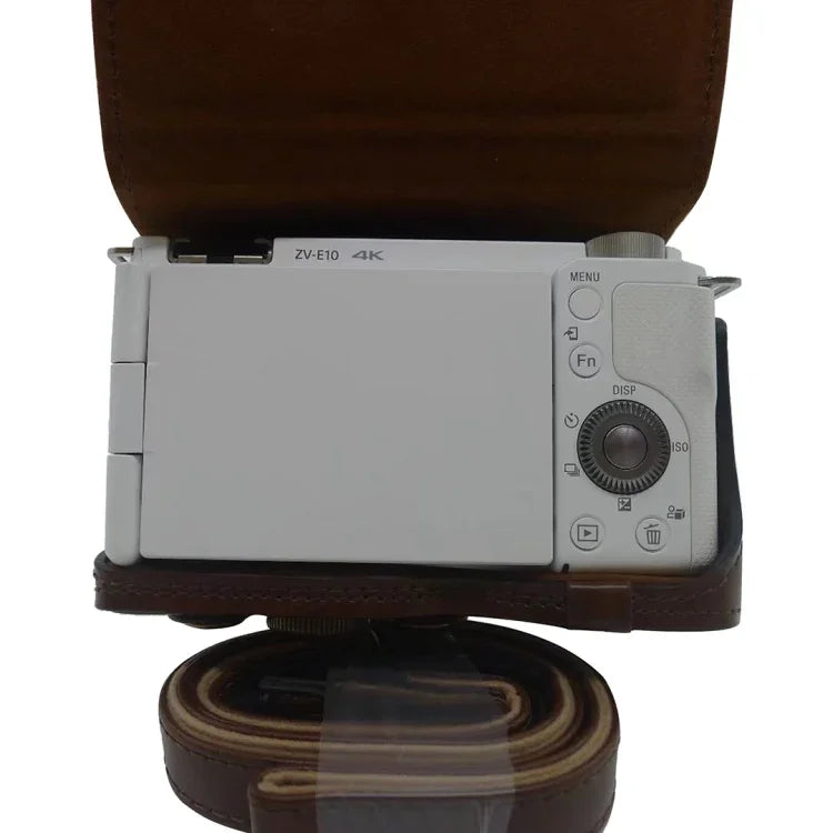 Étui intégral en cuir PU pour appareil photo Sony ZV-E10