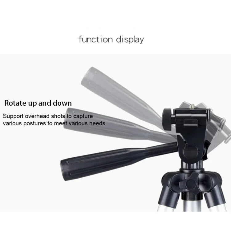 Trépied de diffusion en direct à 4 sections pliables, en alliage d'aluminium, avec rotule 3D en forme de U pour appareils photo reflex numériques et appareils photo numériques, hauteur réglable : 35-106 cm, argent 3110