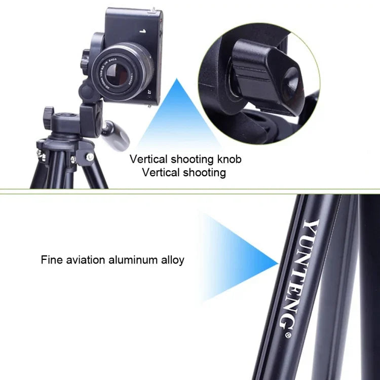 Trépied YUNTENG VCT-680RM à 4 sections pliables en alliage d'aluminium avec rotule 3D pour appareils photo reflex numériques et numériques, hauteur réglable : 46-138 cm, VCT-680RM