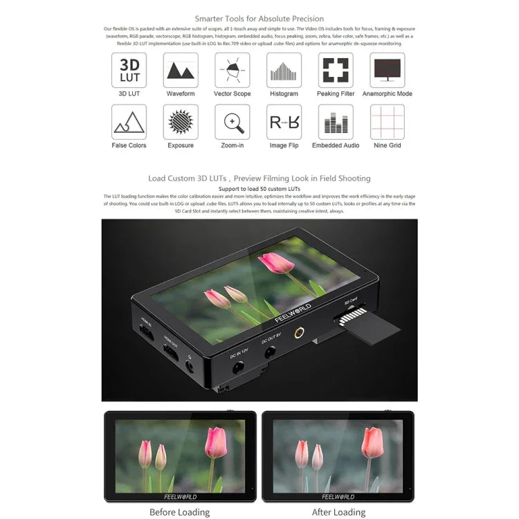 Moniteur de terrain pour appareil photo reflex numérique FEELWORLD LUT5, écran tactile ultra-lumineux de 5,5 pouces (3 000 nits), LUT5