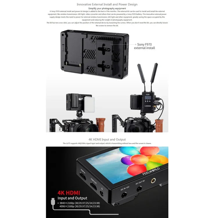 Moniteur de terrain pour appareil photo reflex numérique FEELWORLD LUT5, écran tactile ultra-lumineux de 5,5 pouces (3 000 nits), LUT5
