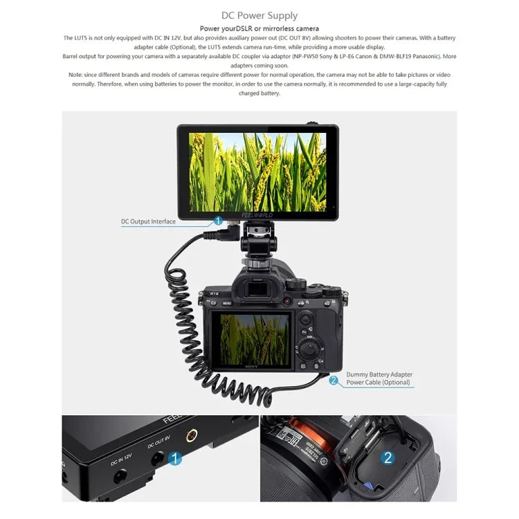 Moniteur de terrain pour appareil photo reflex numérique FEELWORLD LUT5, écran tactile ultra-lumineux de 5,5 pouces (3 000 nits), LUT5