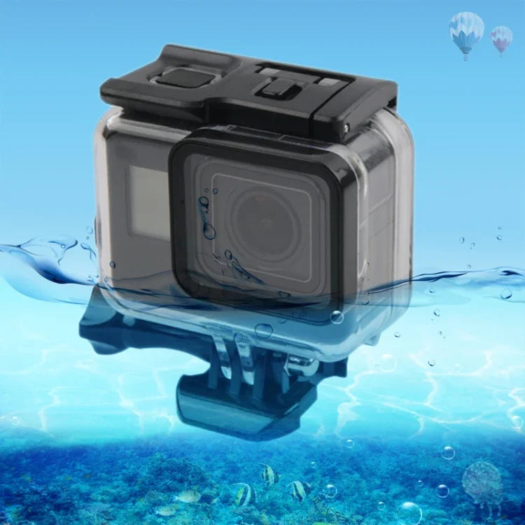 Boîtier étanche 45 m + Couvercle arrière tactile pour GoPro NEW HERO /HERO6 /5, avec boucle de montage et vis, pas besoin de retirer l'objectif, écran tactile (Transparent)