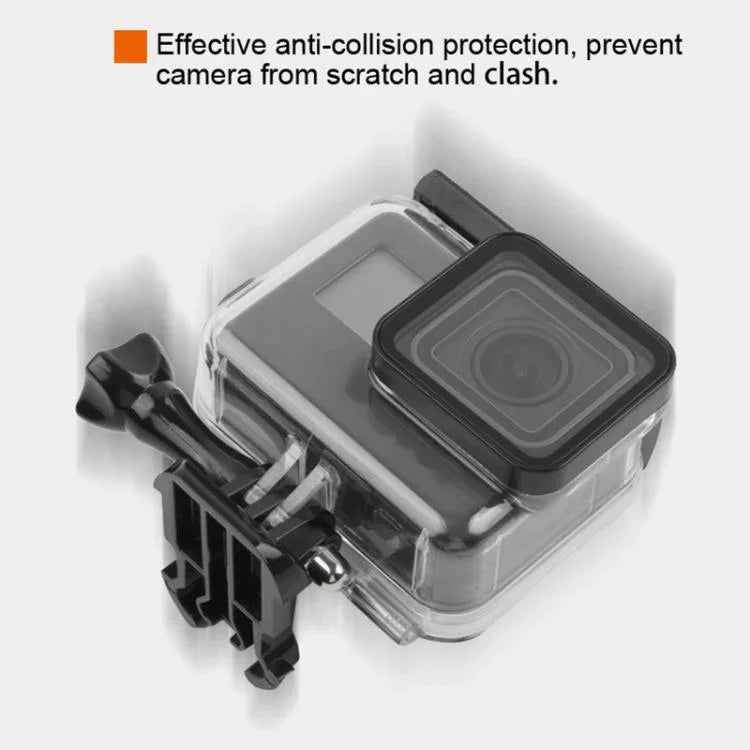 Boîtier étanche 45 m + Couvercle arrière tactile pour GoPro NEW HERO /HERO6 /5, avec boucle de montage et vis, pas besoin de retirer l'objectif, écran tactile (Transparent)