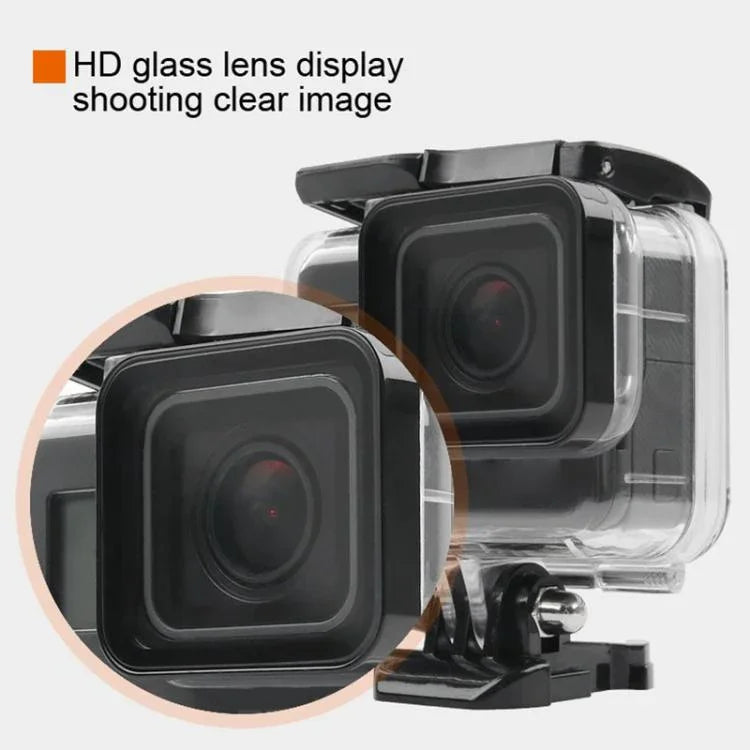 Boîtier étanche 45 m + Couvercle arrière tactile pour GoPro NEW HERO /HERO6 /5, avec boucle de montage et vis, pas besoin de retirer l'objectif, écran tactile (Transparent)