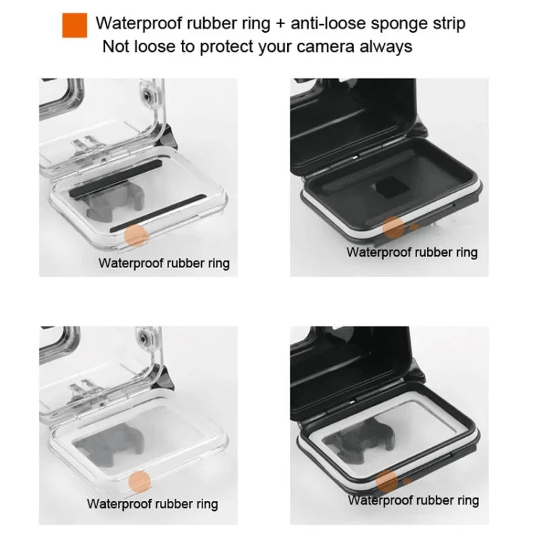 Boîtier étanche 45 m + Couvercle arrière tactile pour GoPro NEW HERO /HERO6 /5, avec boucle de montage et vis, pas besoin de retirer l'objectif, écran tactile (Transparent)