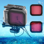 Boîtier étanche 45 m + coque arrière pour écran tactile pour GoPro NEW HERO /HERO6 /5, avec boucle de montage de base et vis et filtres (violet, rouge, rose), pas besoin de retirer l'objectif, écran tactile + filtres (transparent)